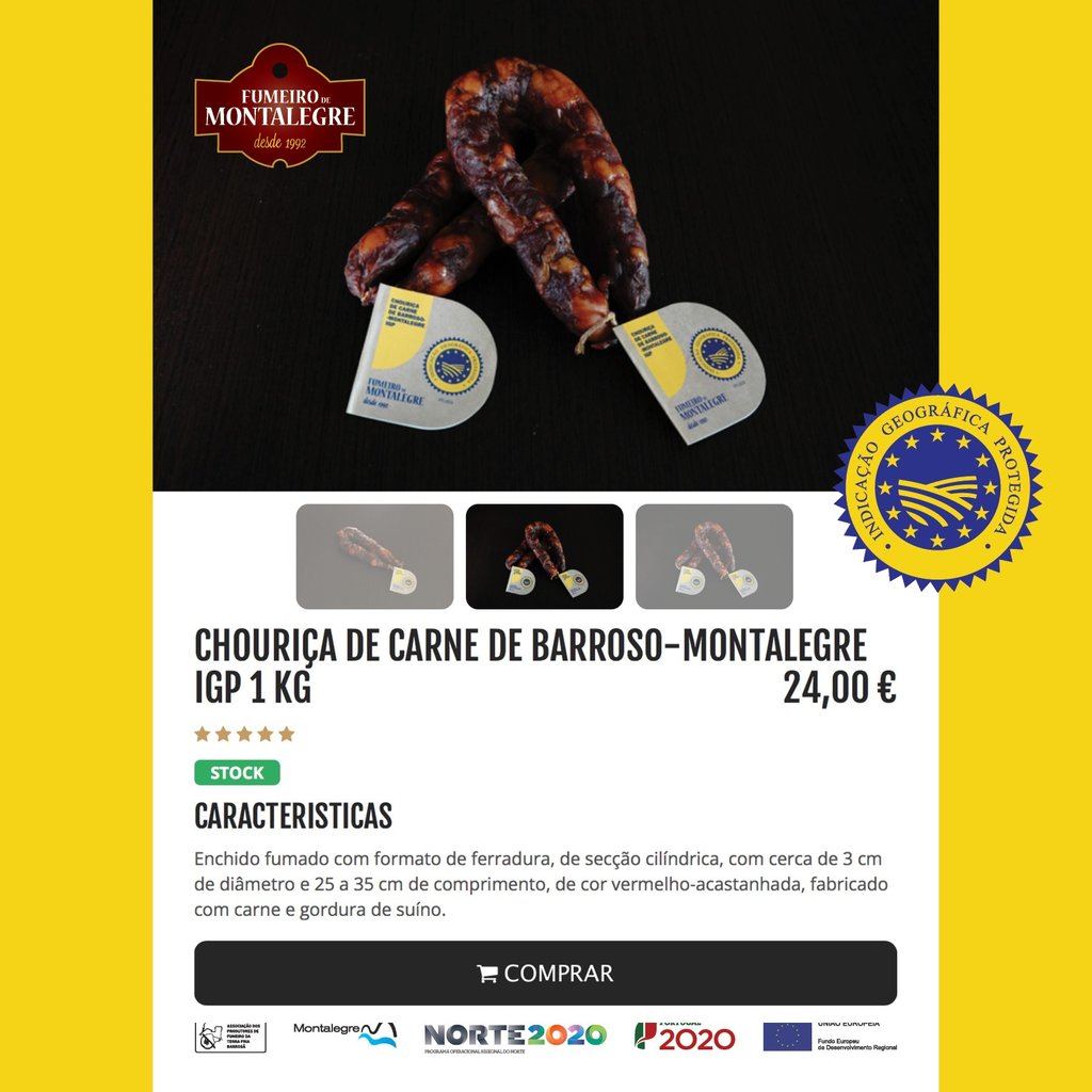 FUMEIRO DE MONTALEGRE (Chouriça de Carne) Produto certificado
