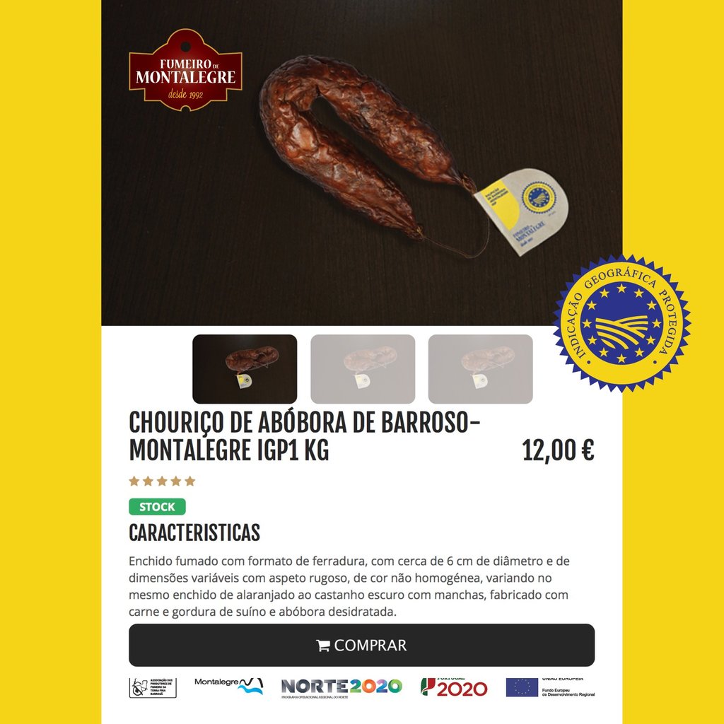 FUMEIRO DE MONTALEGRE (Chouriço de Abóbora) Produto certificado