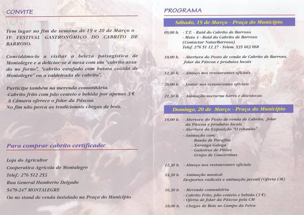 Cartaz e Programa do Festival do Cabrito de Barroso 2005