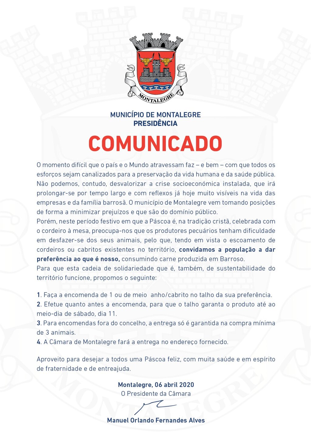 Presidente | Comunicado (06.04.2020)