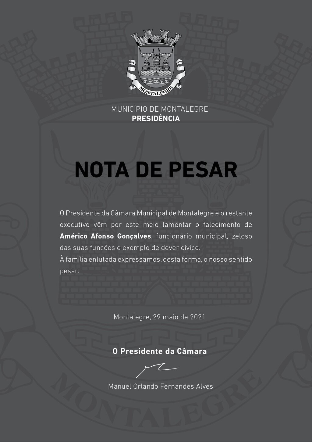 Presidência | Nota de Pesar