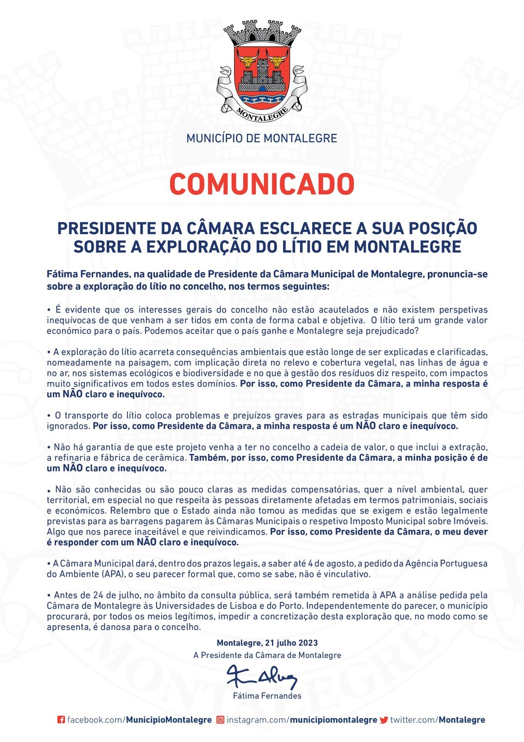 Comunicado | 21.07.2023