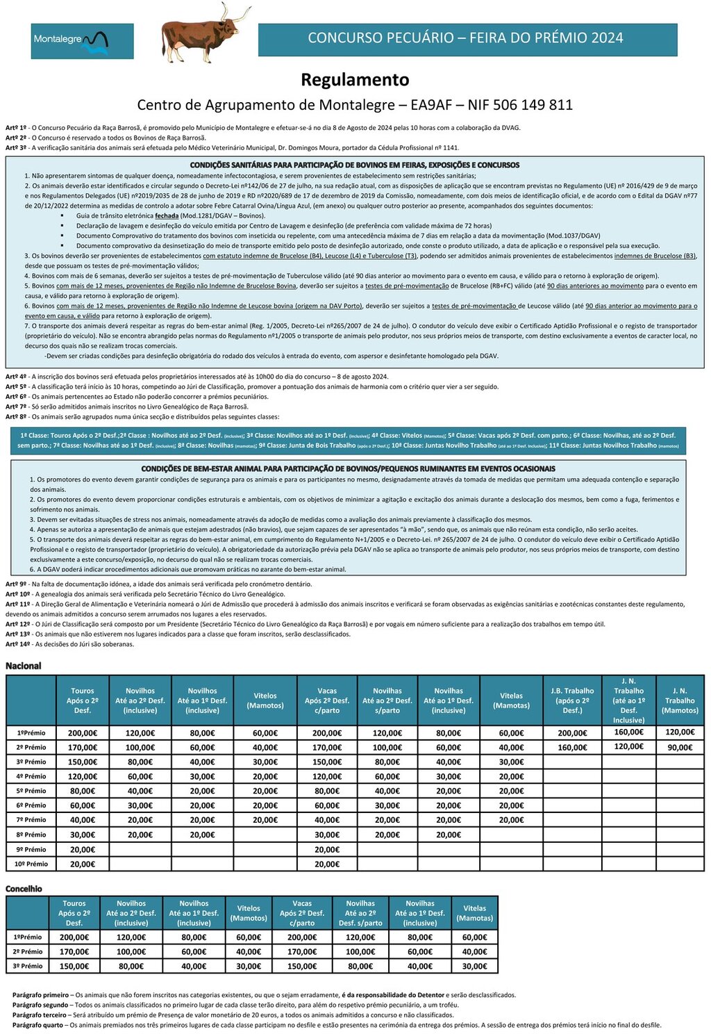 MONTALEGRE - Feira do Prémio 2024 (Regulamento)