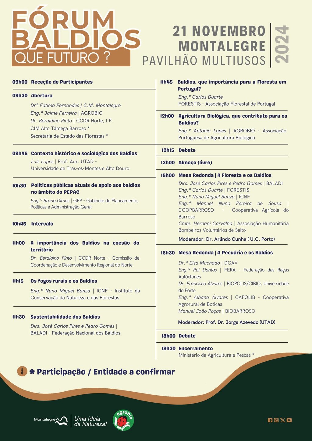 MONTALEGRE - FÓRUM (BALDIOS - QUE FUTURO) - 21 NOVEMBRO 2024 - PROGRAMA (Oficial)